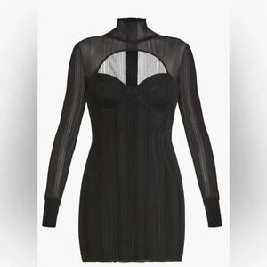 Herve Leger Layered Sheer Bandage Dress
